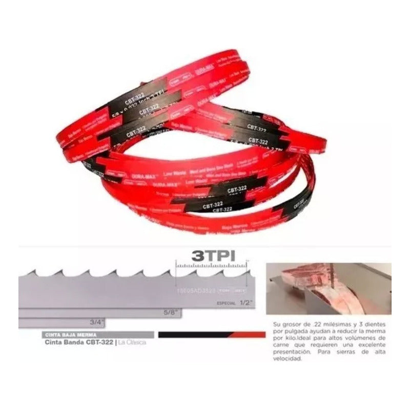 Cinta Corte Torrey Para Sierra Carnicera 295cm 3dpp 2 Piezas