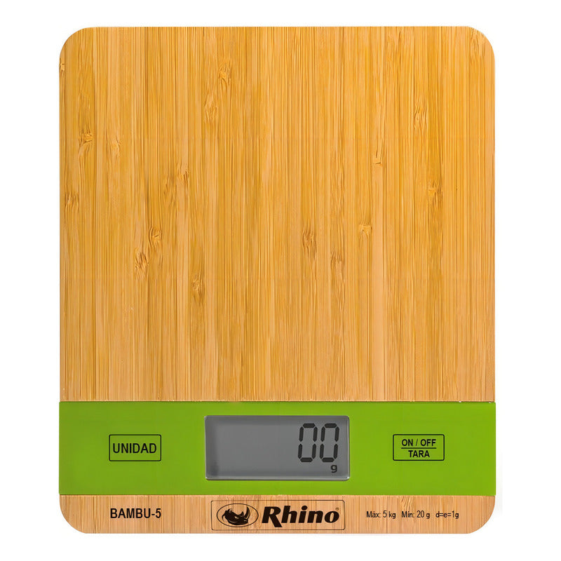 Bascula Digital Rhino Cocina Elegante Bambu5 Kg Precisión 1g Marrón Claro 5 G 5 Kg