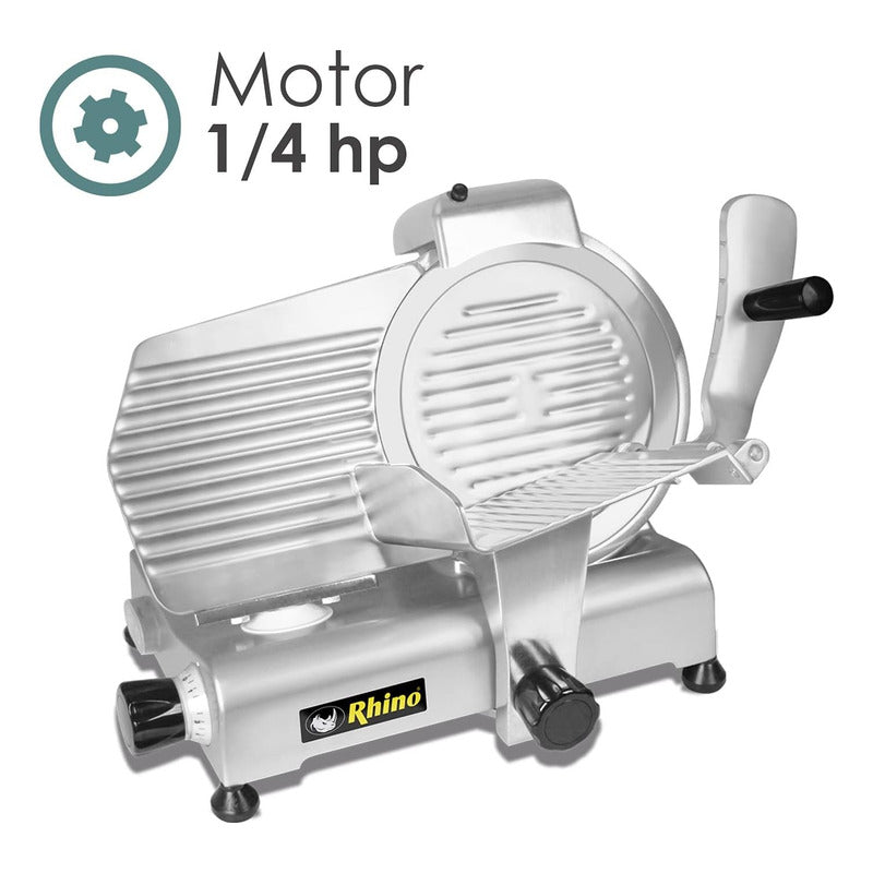 Rebanadora Jamon Marca Rhino Cuchilla Acero De 275mm  Gris