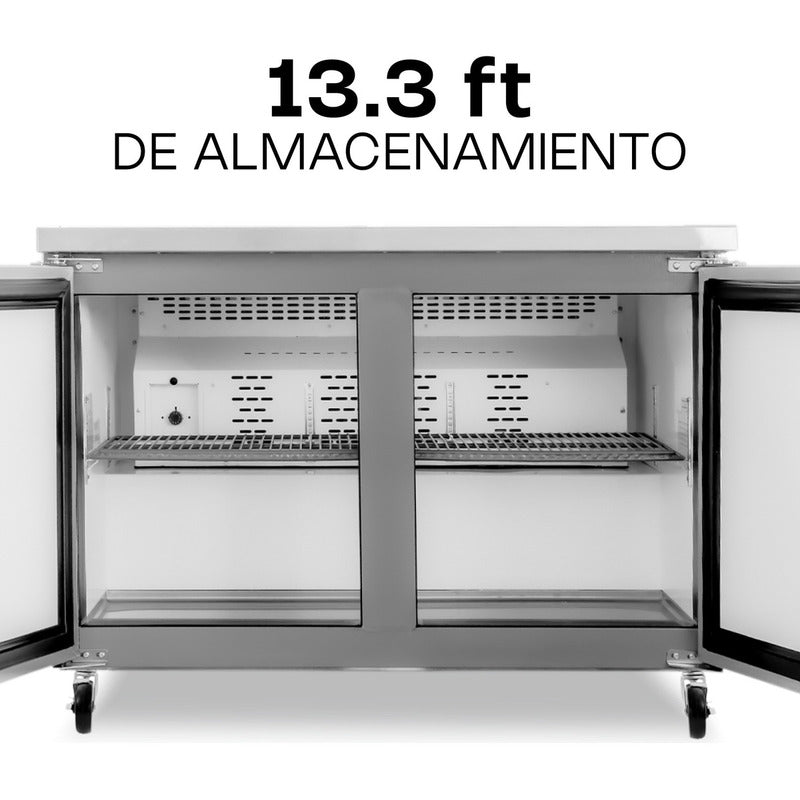 Mesa Refrigerada Bajo Barra Rhino Merbaj48 1/4hp 0 A 4°c Gris