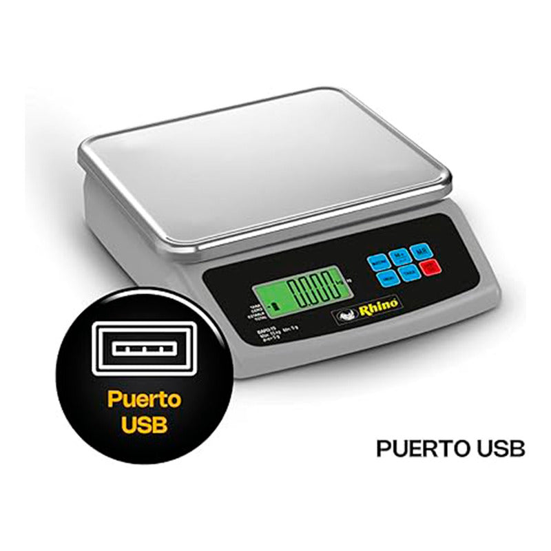 Báscula Electrónica Porcionadora Rhino 15kg/5g Bapo-15 5g  Aluminio