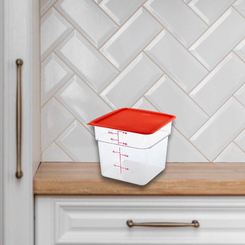 Tapa Plástica Cuadrada Roja Caledonia Tapecu-1218r Para Recipiente 12-18 Qt Rojo