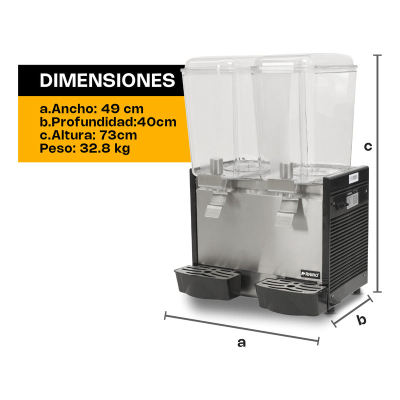 Dispensador Bebidas Frías Disbef-2t 2 Tanques De 18 Lt Rhino Negro