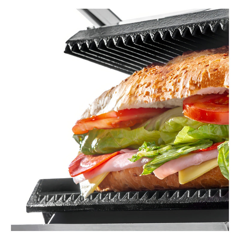 Plancha Eléctrica Panini Grill Rhino Planpa 1800w Color Gris Acero Inoxidable