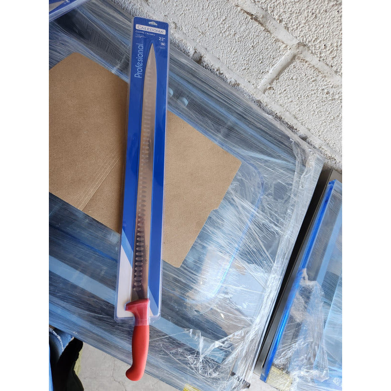 Cuchillo Cecinero 22  Rojo Troquelado Caledonia Cace-22r