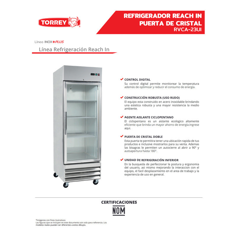 Refrigerador Rach In Torrey Rvca-23ui Acero Inox Reyfri Plateado