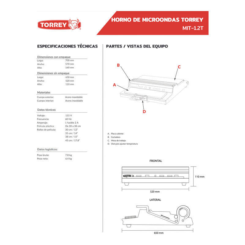 Termoselladora Industrial Torrey Ts-500 Profesional Gris