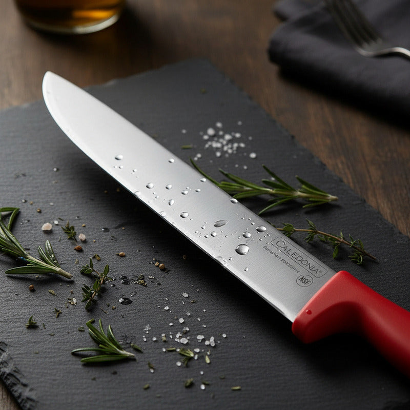 Cuchillo Bistecero Caledonia Cabir-14r Acero Inoxidable Mango Plástico Rojo
