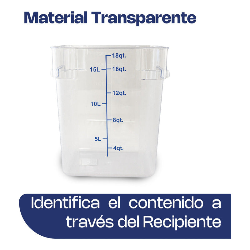 Recipiente Policarbonato Cuadrado 18 Qt Caldonia Repocu-18