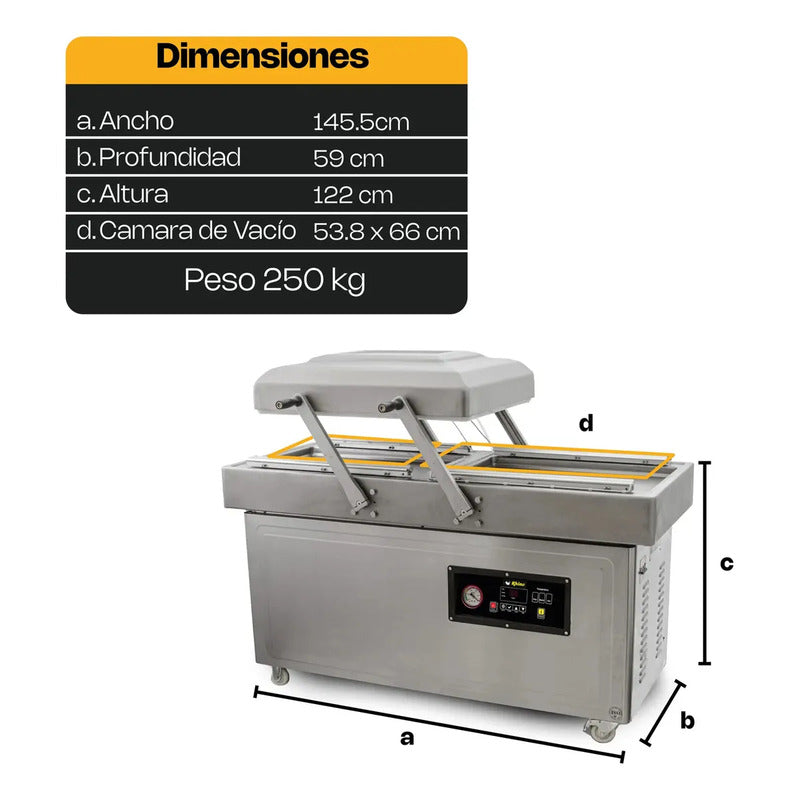 Empacadora Al Vacío Rhino Evac60 Cuatro Barras Sellado 59cm