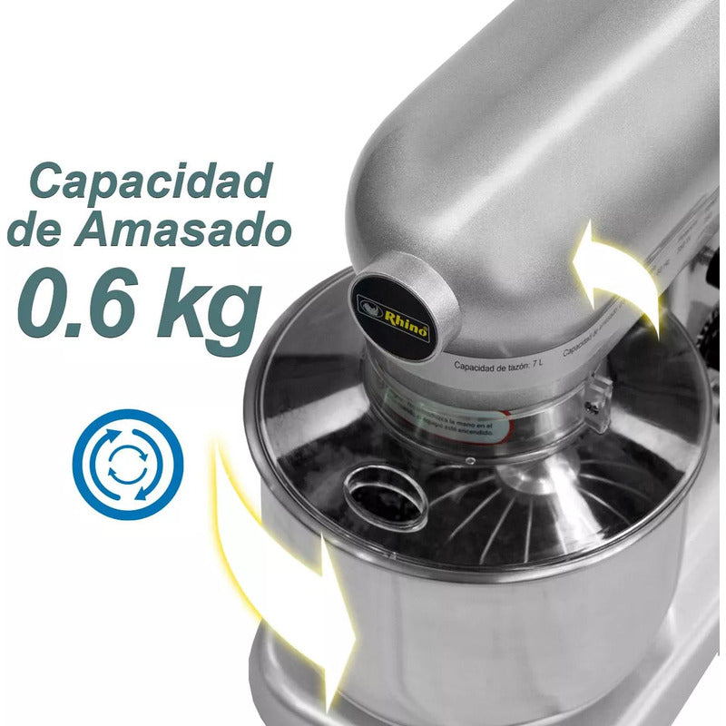 Batidora De Pedestal Industrial Rhino Bati-7 Plata  Plata 60 Hz
