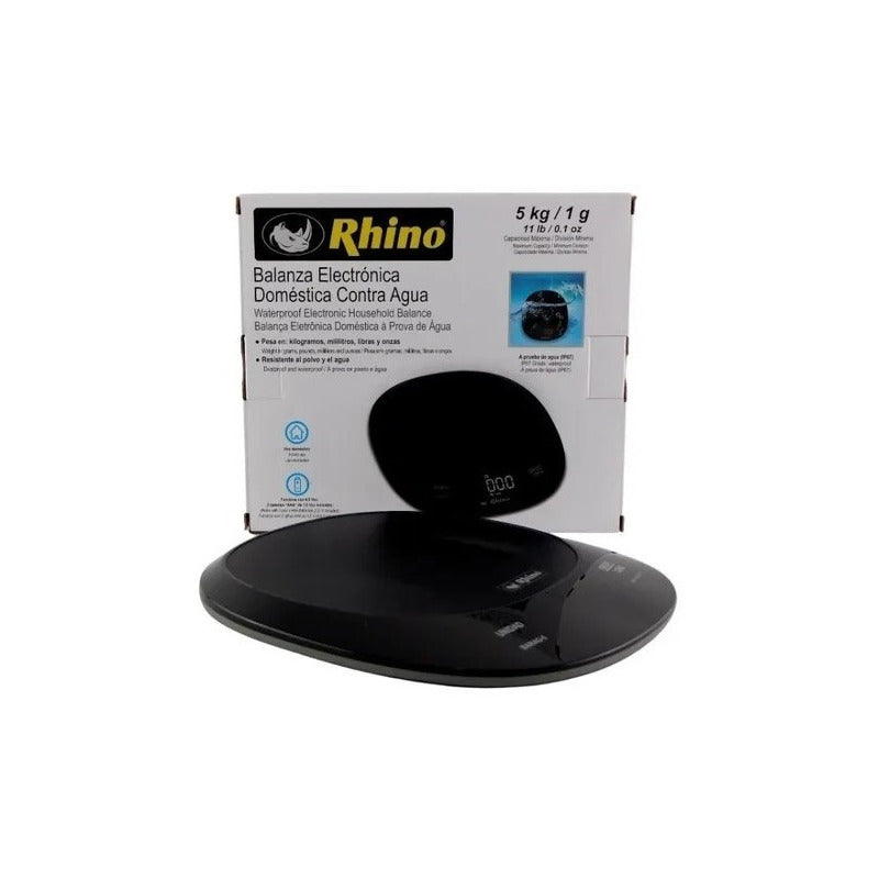 Báscula De Cocina Contra Agua 5 Kg Rhino Barag-5 Color Negro Negro