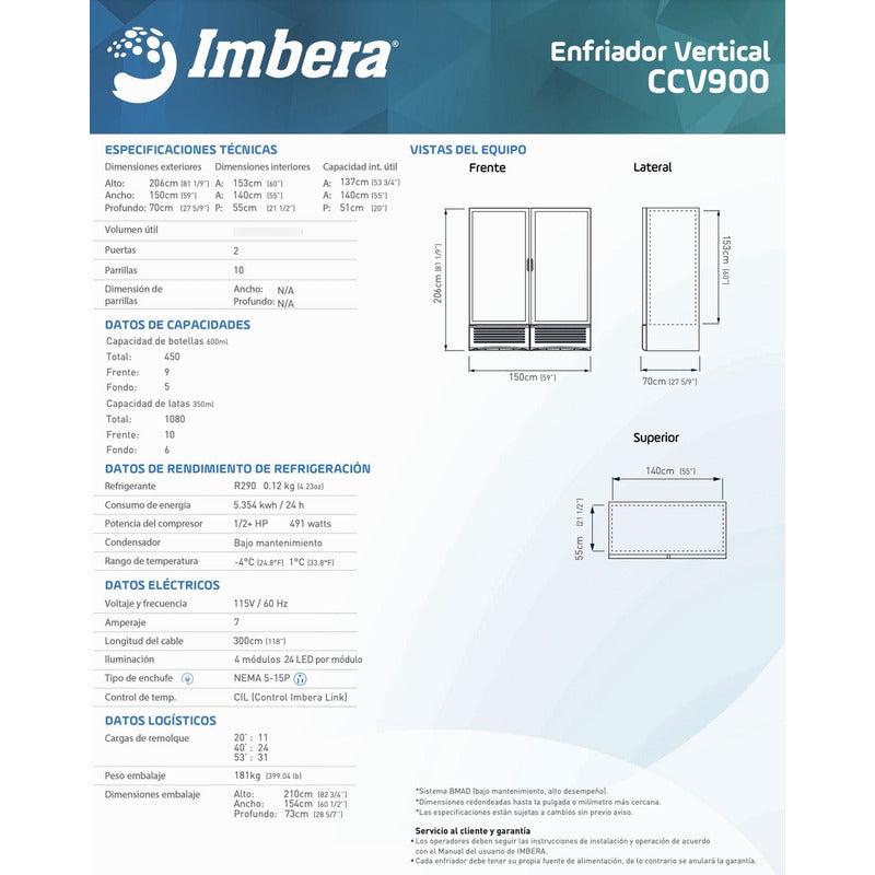 Refrigerador Comercial Imbera Cervecero Ccv-900 42 Pies Negro