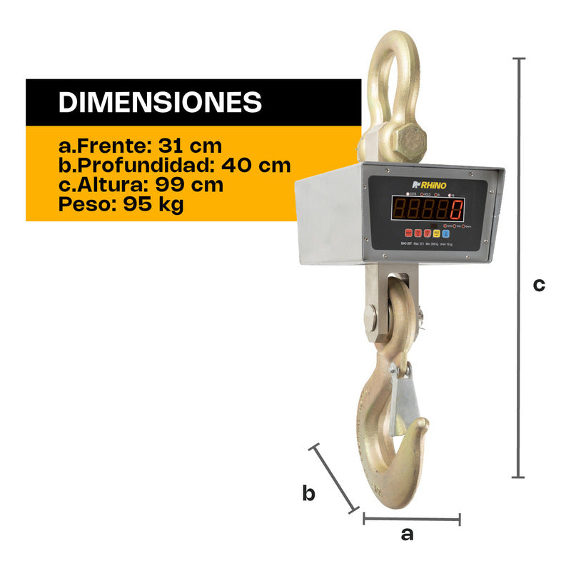 Báscula Colgante Industrial 20 Toneladas Rhino Bac20t Recarg Plateado
