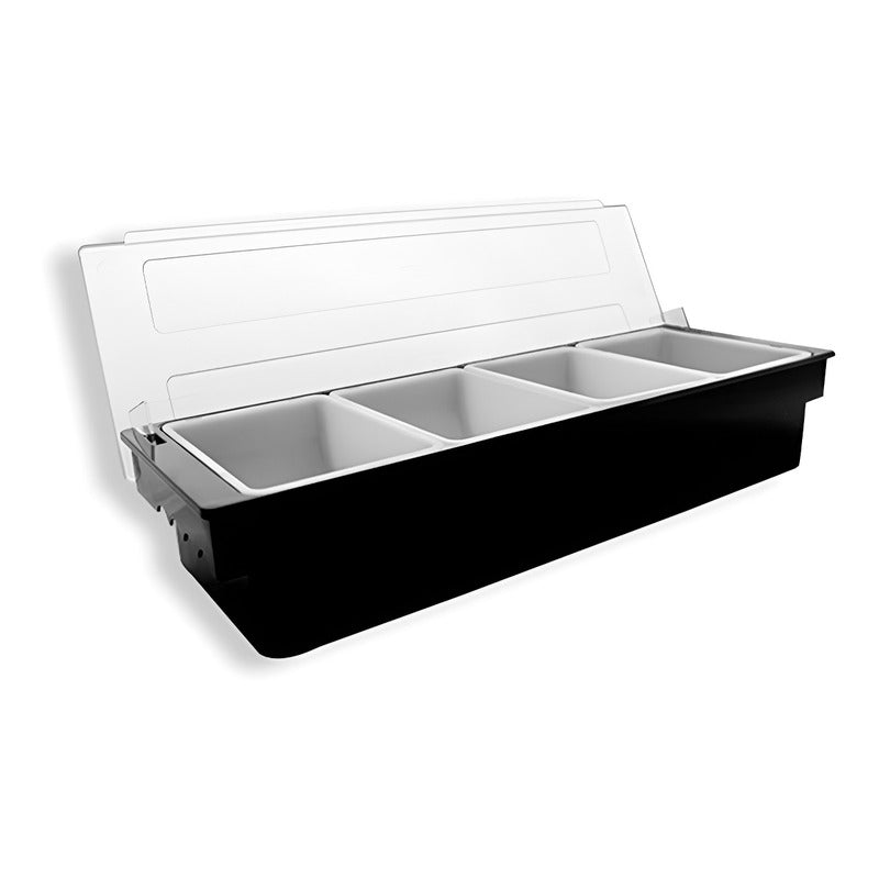 Caja Condimentos Caledonia Caco-4 Negro Mesa 4 Compartimentos Plástico