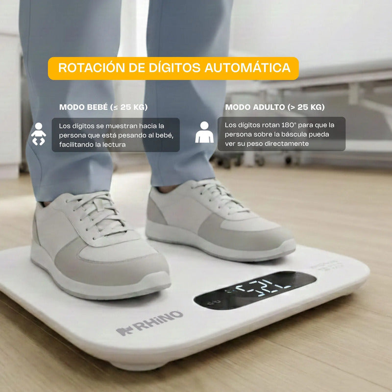 Báscula Para Bebés Y Adultos 180 Kg Rhino Babepe-180 Blanco