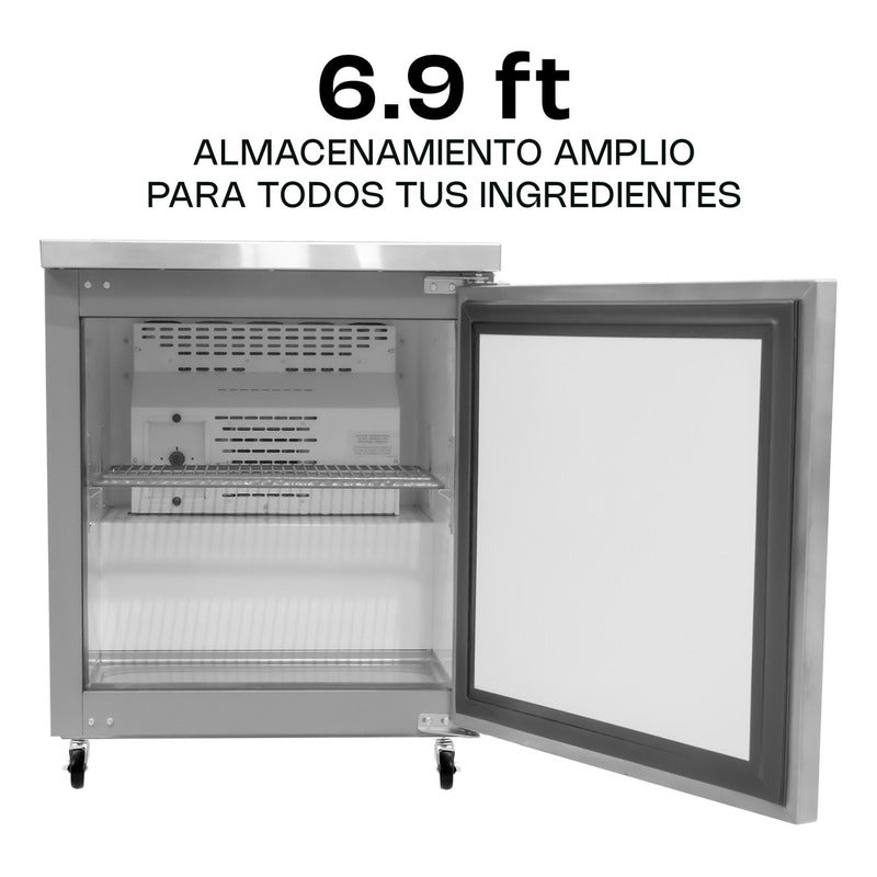 Mesa Refrigerada Bajo Barra Rhino Merbaj-27 1/10 Hp 0 A 4°c Plateado