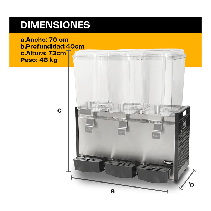 Dispensador Bebidas Frías Disbef-3t 3tanques 18 Lt Rhino Negro