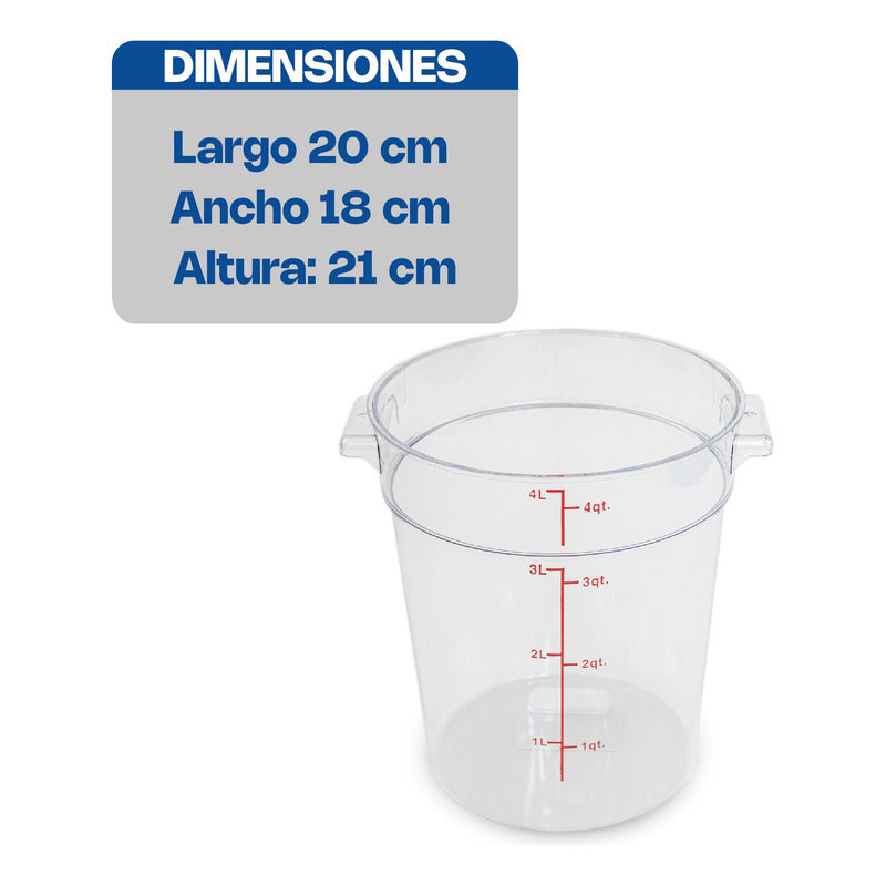 Recipiente Policarbonato Redondo 4 Qt Caledonia Repore-4