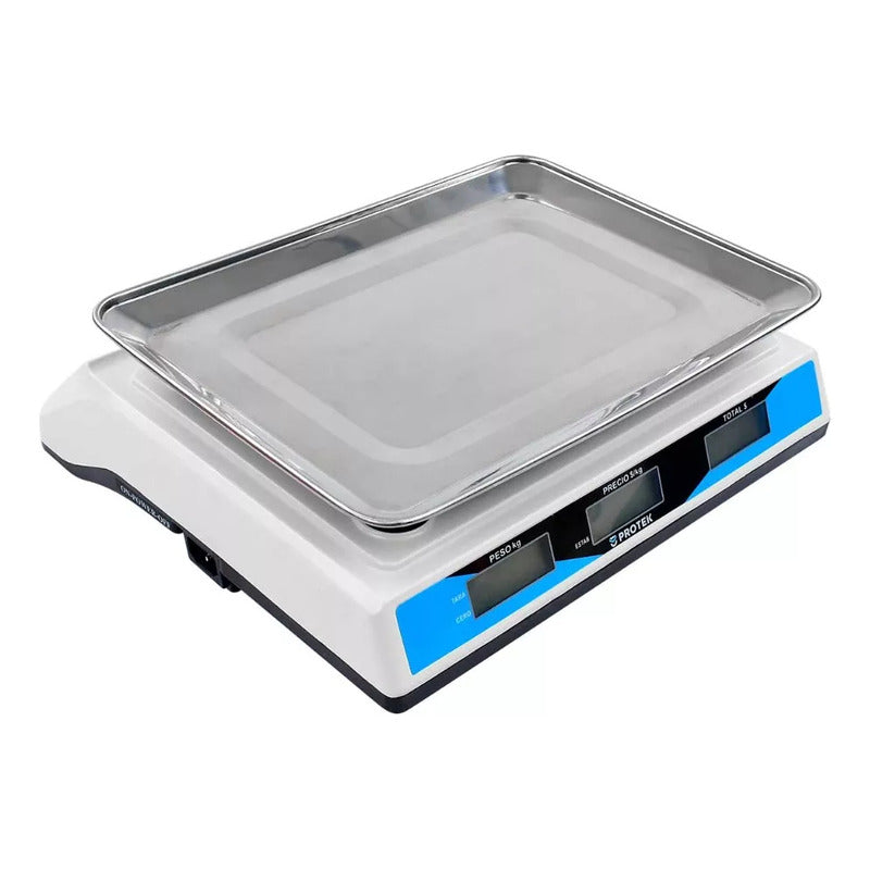 Báscula Comercial Digital Protek Bpk-40p 40 Kg 110 Vca Blanco/azul/negro