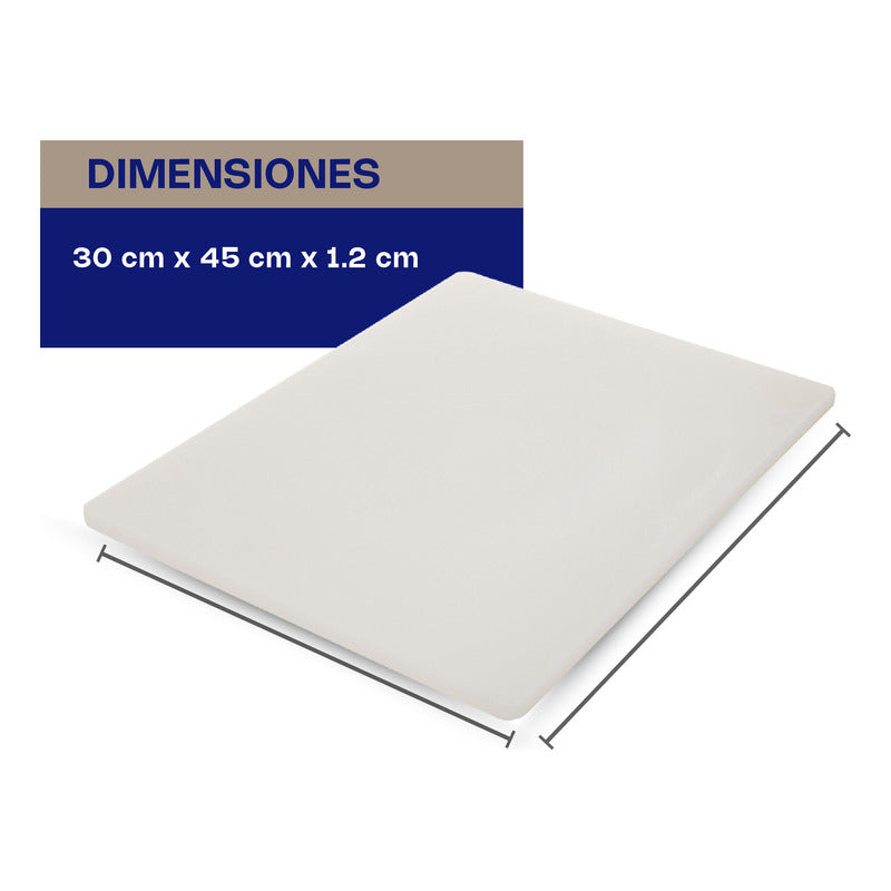 Tabla Para Cortar Blanca 45x30.4x1.2 Cm Caledonia Tapaco-12 Liso Blanco