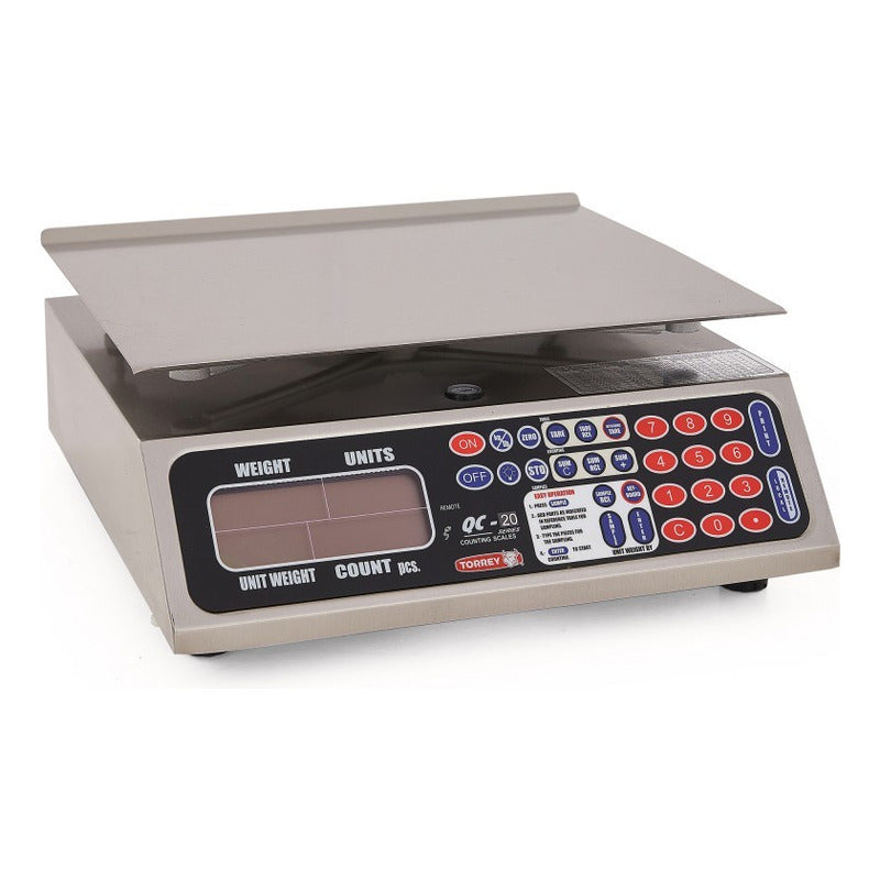 Báscula Contadora Torrey Acero Inoxidable Qc-20 Kg Lcd 35.5cm X 29.2cm