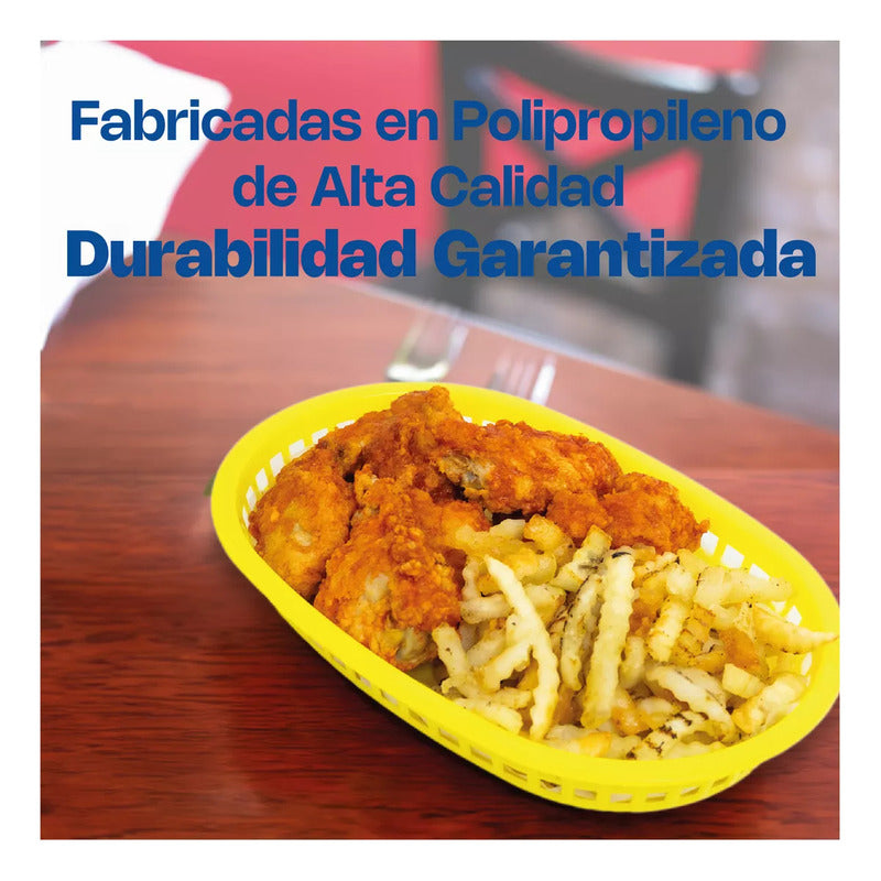 12 Canastillas Plásticas Amarillas Para Comida Camob-a Amarillo