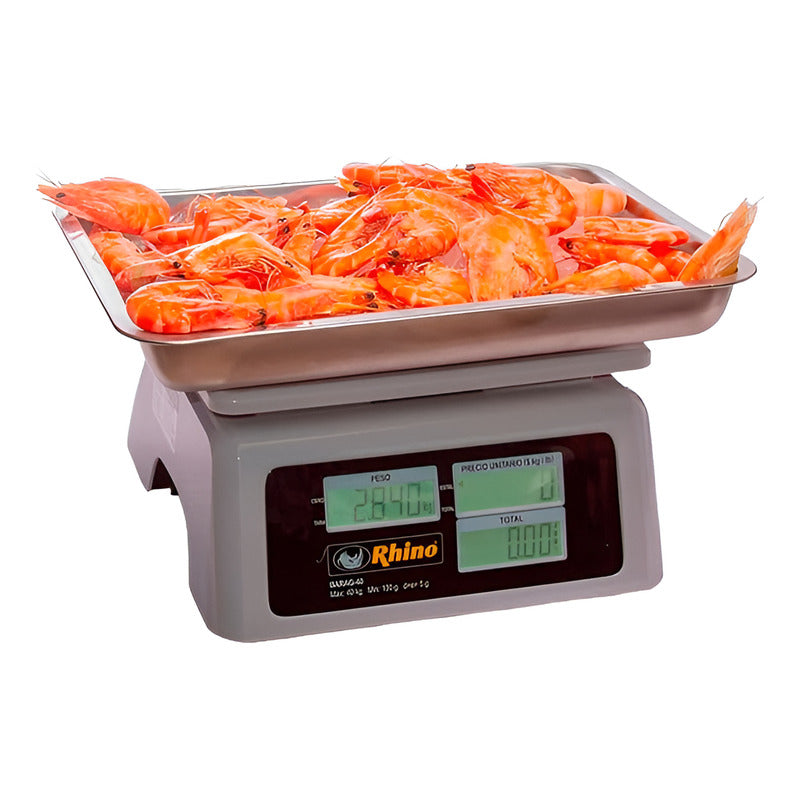 Báscula Comercial Digital A Prueba De Agua Rhino Barag-40 Kg Blanco