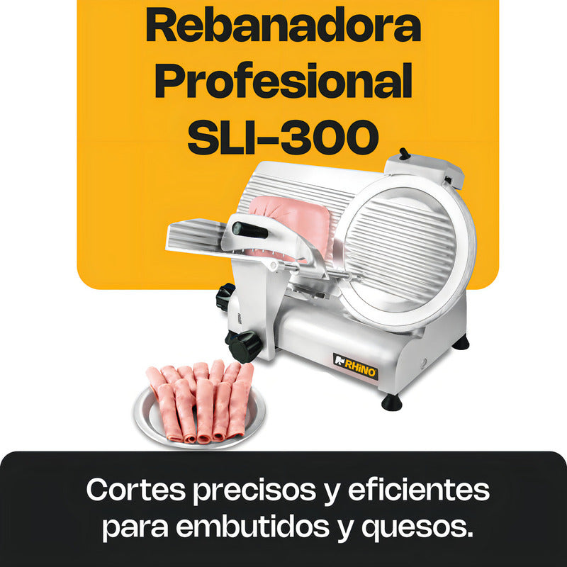 Rebanadora Jamon Marca Rhino Cuchilla De 300mm Color Gris Plata