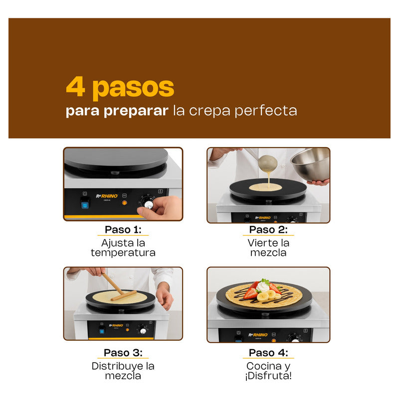 Crepera Eléctrica Rhino Crepe-40 2200w Termostato Ajustable Gris