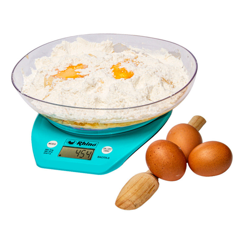 Báscula De Cocina Digital Rhino Bacita-5 Hasta 5kg Azul Turquesa 5 Kg