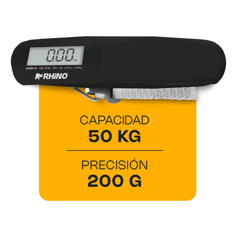 Bascula Digital Portátil Para Maleta 50kg Bama-50 Rhino Negro