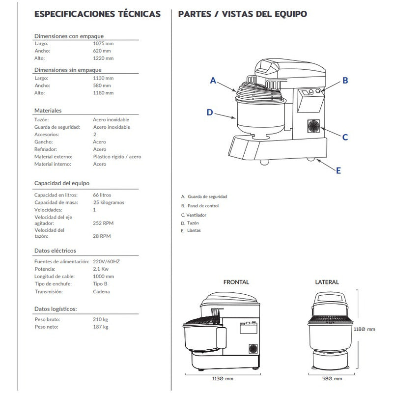 Amasadora Comercial Blazer 66 Litros