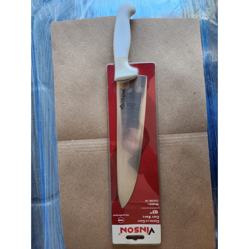 Cuchillo Profesional Acero Inox. Chef 10 Vinson Color Blanco