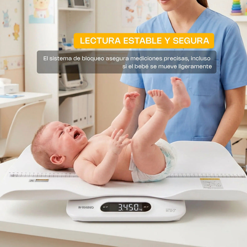 Báscula Para Bebés Y Adultos 180 Kg Rhino Babepe-180 Blanco