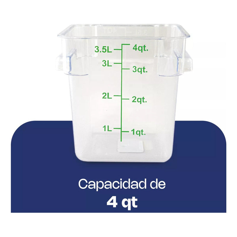 Recipiente Policarbonato Cuadrado 4 Qt Caledonia Repocu-4