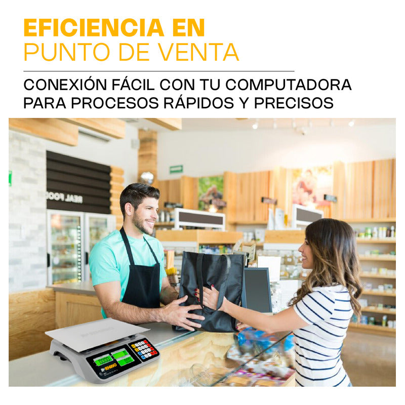 Báscula Comercial Digital 60 Kg Rhino Bar-10 + Cable Usb Gris