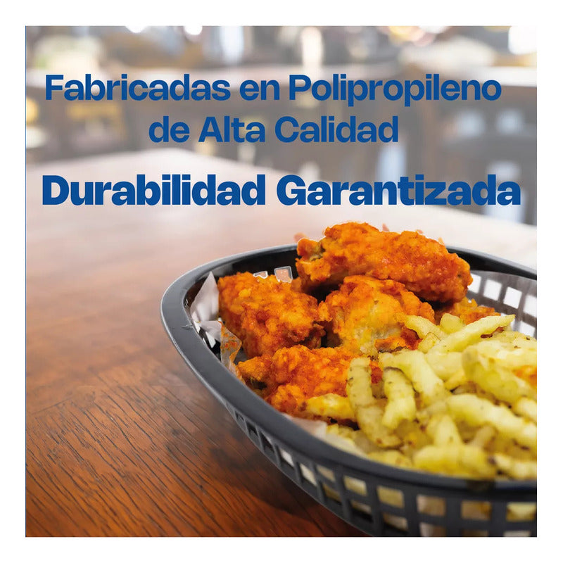 12 Canastillas Plásticas Negras Para Comida Camob-n Negro