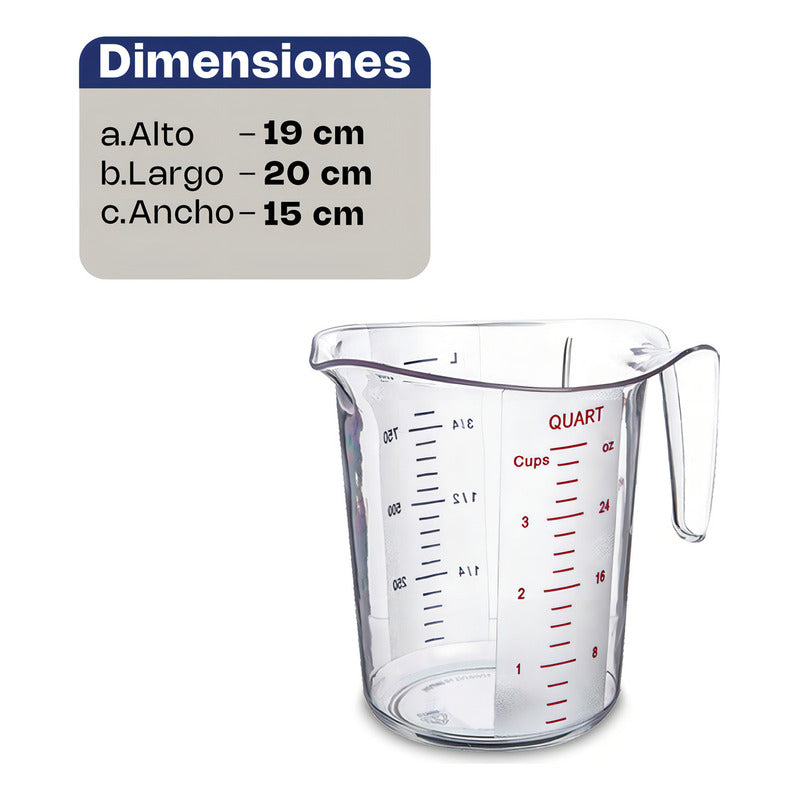 Jarra Medidora 4000ml 4 Litros Caledonia Japome-4000 Sanke Transparente