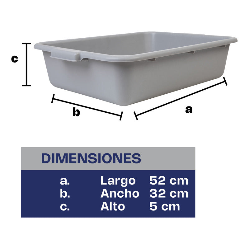 Charola De Servicio Polipropileno 50x35 Cm Chale-5 Caledonia Gris