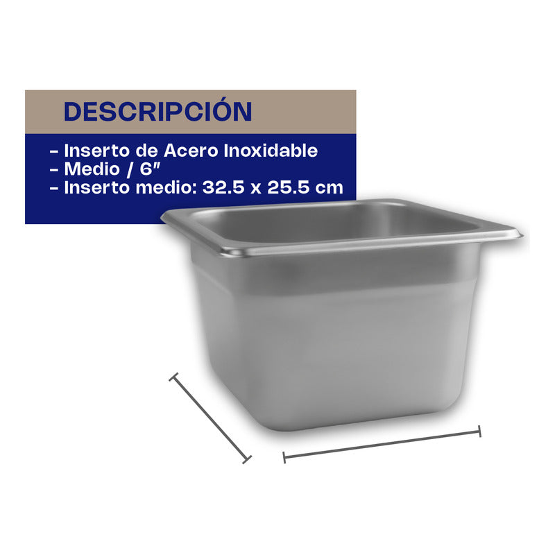 Inserto Contenedor Acero Inoxidable Medio 6 Pulgadas Inam-6