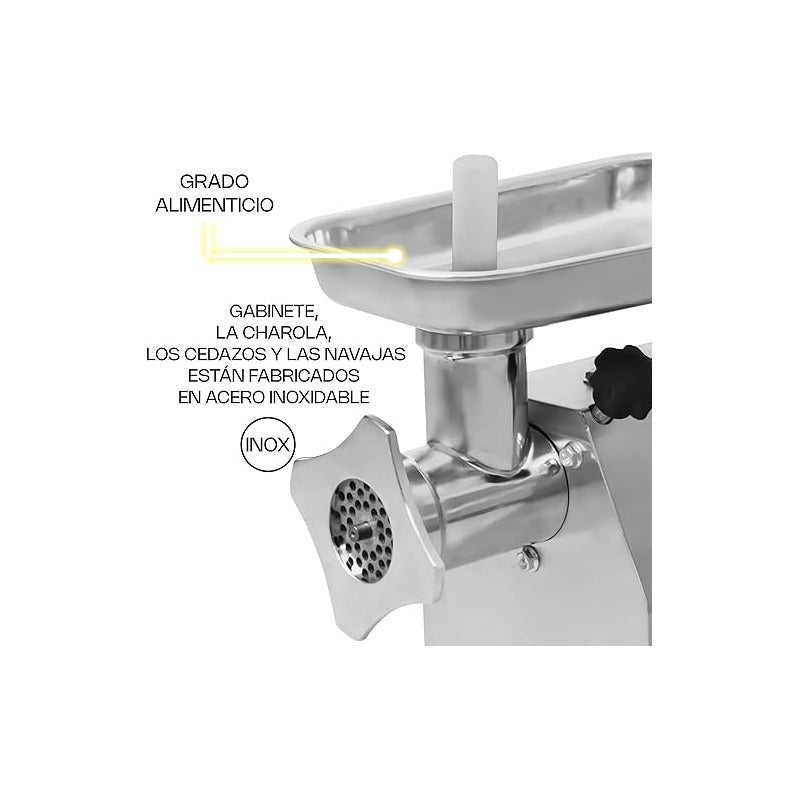 Molino Para Carne 1 Hp Marca Rhino Moca-12 Acero Inoxidable