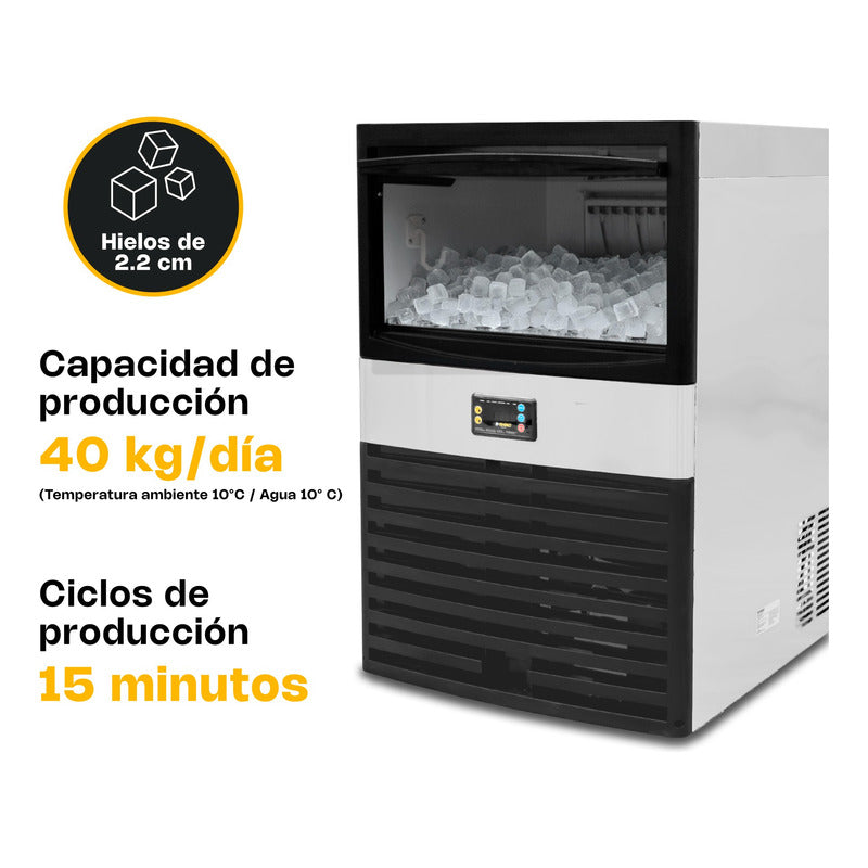 Fábrica De Hielo Rhino 40 Kg/día Acero Inoxidable Fahiel-40 Gris