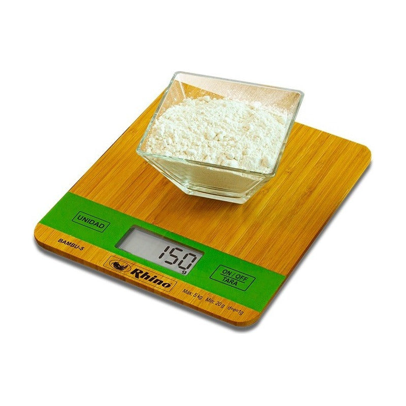 Bascula Digital Rhino Cocina Elegante Bambu5 Kg Precisión 1g Marrón Claro 5 G 5 Kg