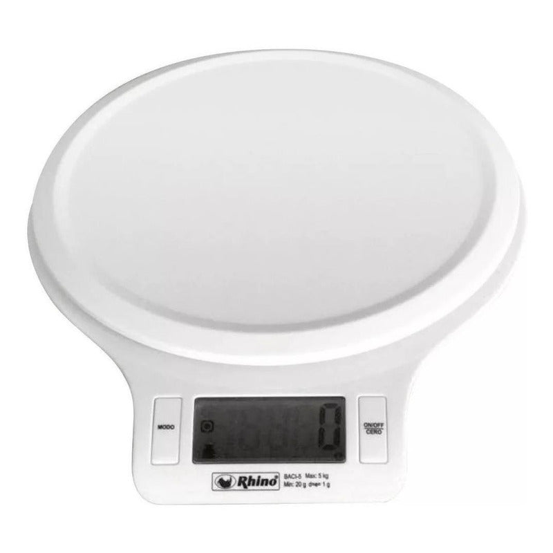 Báscula De Cocina Digital Rhino Baci-5 Pesa Hasta 5kg Blanca Blanco 5 Kg