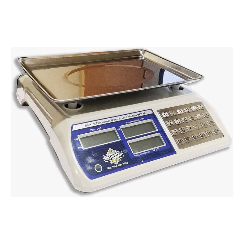 Báscula Comercial Digital Metrology Bpp-40 40kg Blanco 30 Cm X 22 Cm