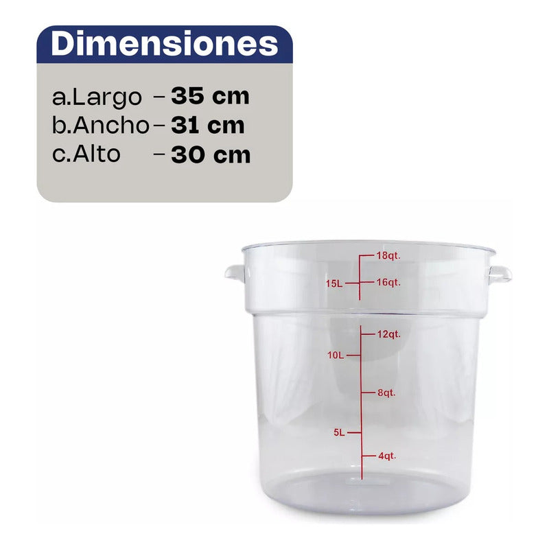 Recipiente Redondo Policarbonato 18 Qt Caledonia Repore-18