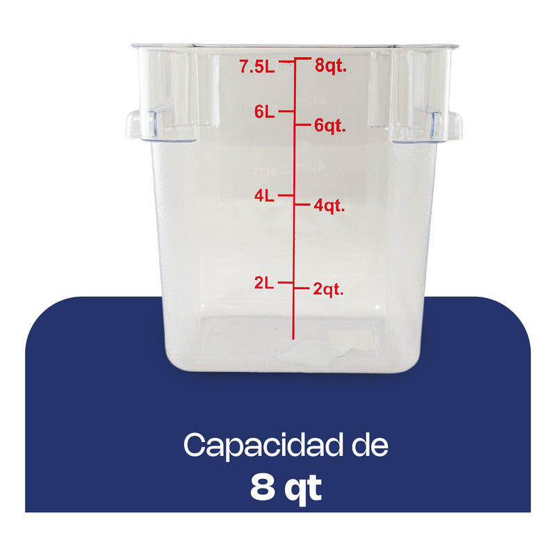 Recipiente Policarbonato Cuadrado 8 Qt Caledonia Repocu-8