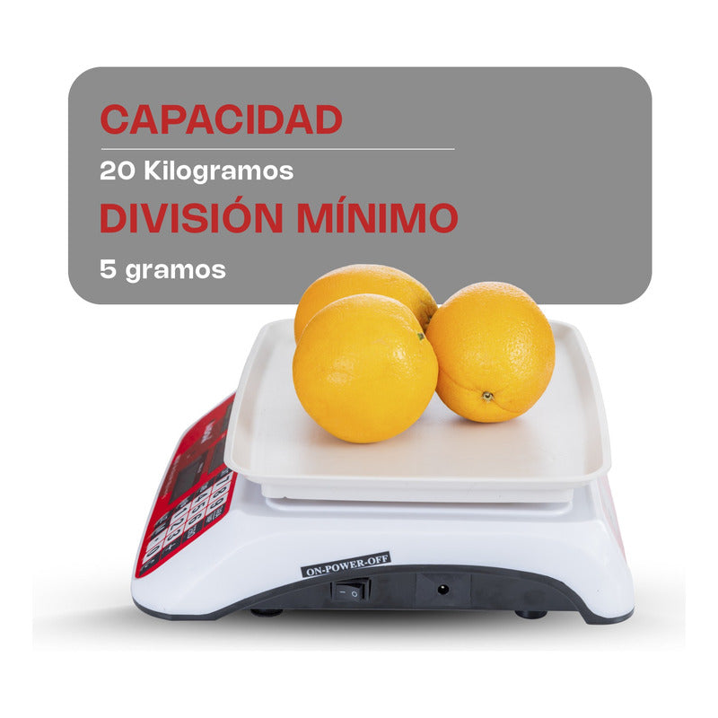 Báscula Comercial Digital Vinson Vins-20 20kg 29 Cm X 22 Cm Blanco