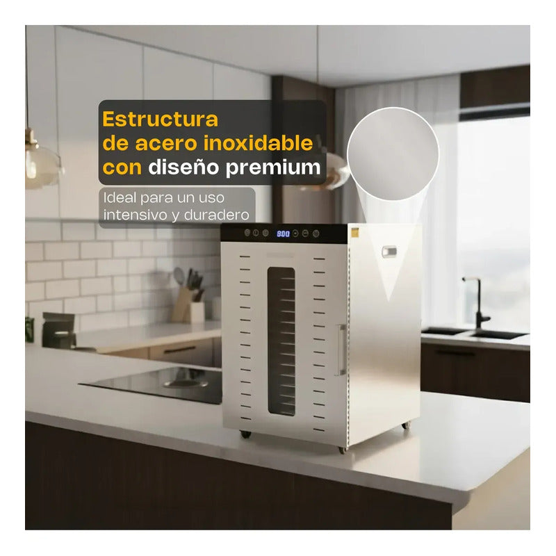 Deshidratador De Alimentos Rhino Desali-16 Bandejas 1350w Gris
